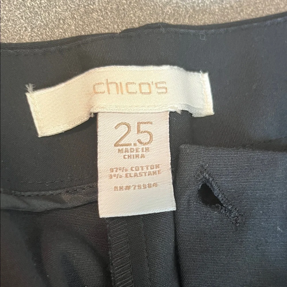 Chico's Classic Black Trousers Slim Leg Ankle Slit Size 2.5 (14/16)
